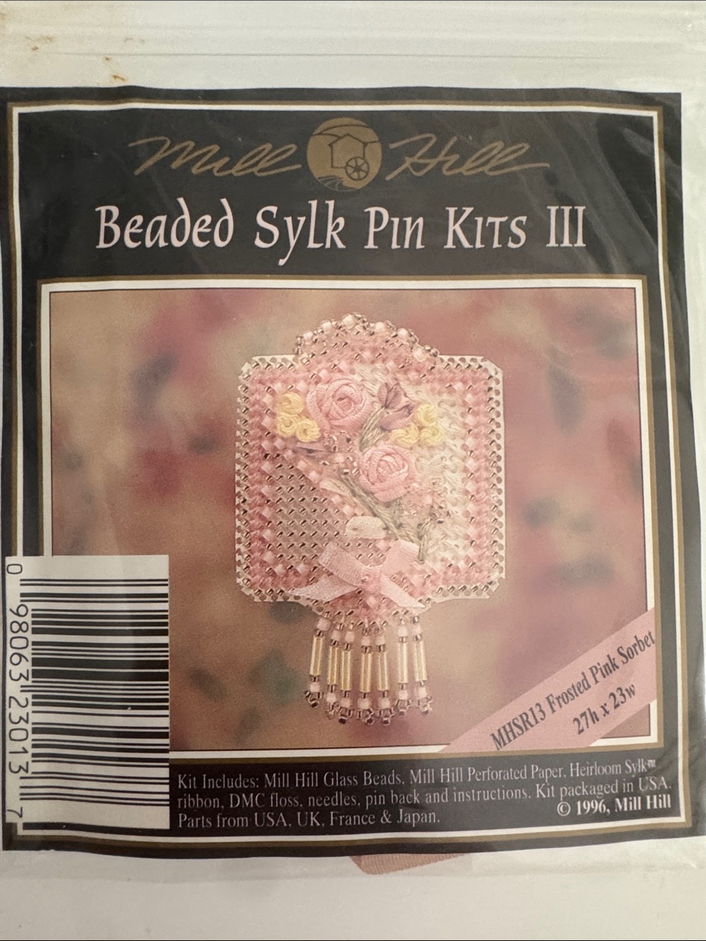 NEW Vintage 1996 MILL HILL Beaded Sylk Pin Kits III Frosted Pink Sorbet